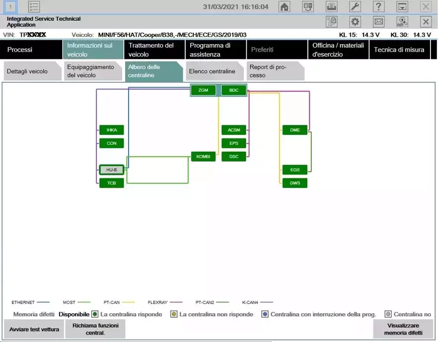 schermata di diagnosi BMW